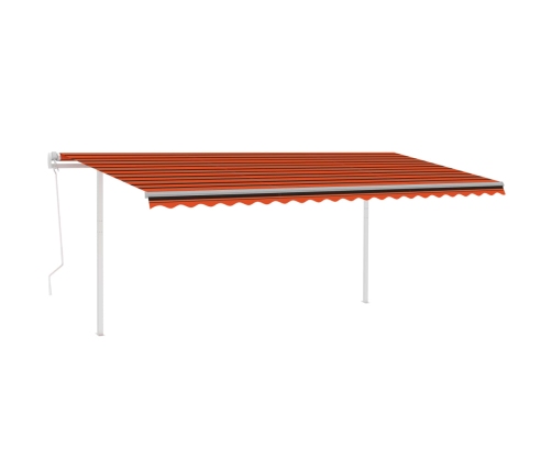 Toldo automático con LED y sensor de viento naranja marrón 5x3m