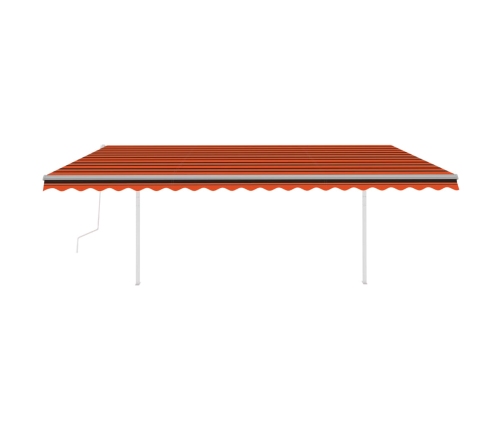 Toldo automático con LED y sensor de viento naranja marrón 5x3m