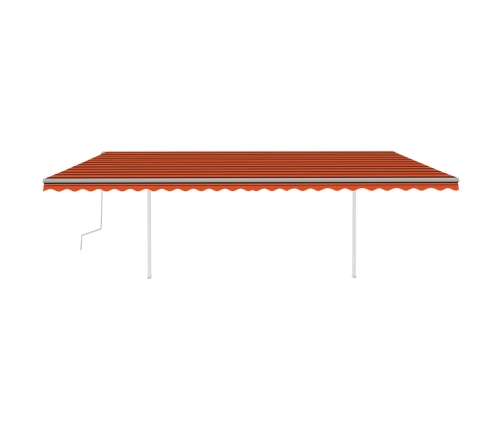 Toldo manual retráctil con postes naranja y marrón 6x3 m