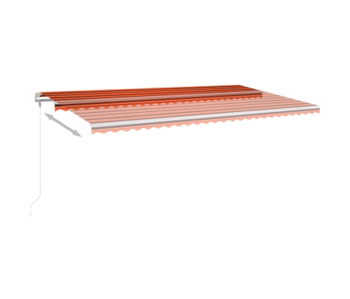 Toldo manual retráctil con postes naranja y marrón 6x3 m