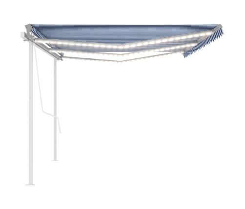 Toldo retráctil manual con luz LED azul y blanco 6x3 m