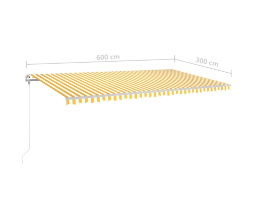 Toldo retráctil manual con luz LED amarillo y blanco 6x3 m