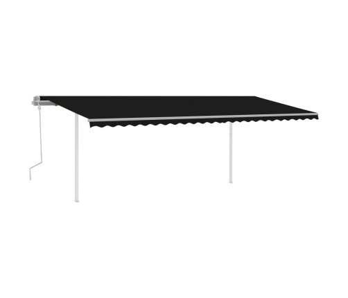 Toldo retráctil manual con luz LED gris antracita 6x3 m