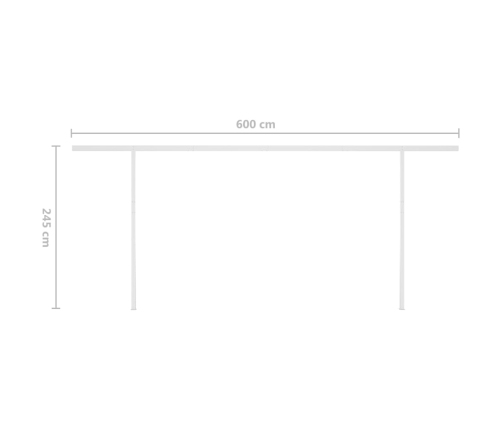 Toldo retráctil manual con luz LED gris antracita 6x3 m