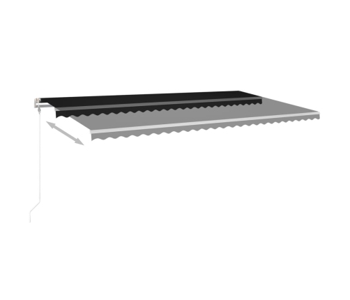 Toldo retráctil manual con luz LED gris antracita 6x3 m