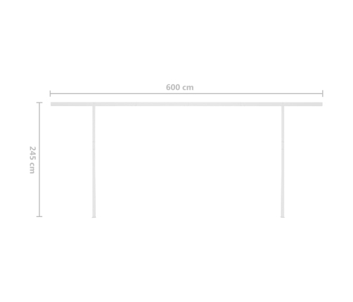 Toldo manual retráctil con luz LED naranja y marrón 6x3 m