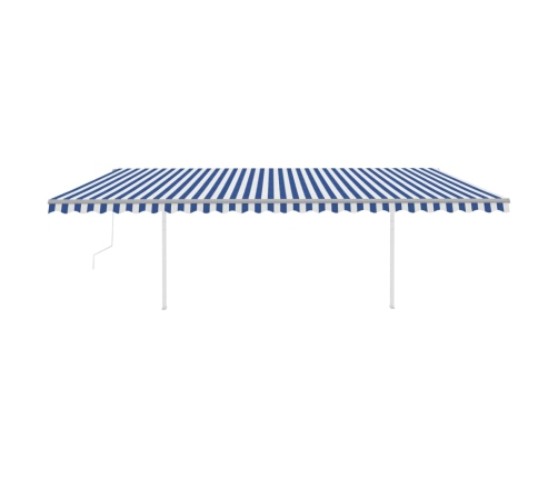 Toldo automático LED sensor de viento azul y blanco 6x3 m