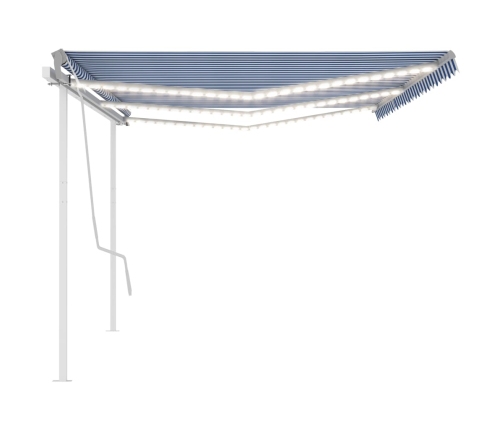 Toldo automático LED sensor de viento azul y blanco 6x3 m