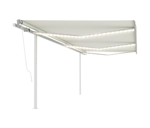 Toldo automático con LED sensor de viento crema 6x3 m