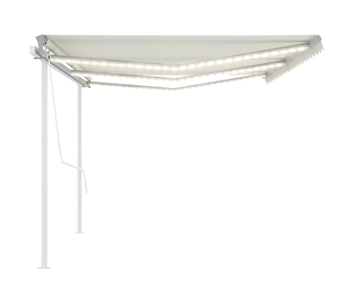 Toldo automático con LED sensor de viento crema 6x3 m