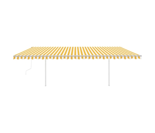 Toldo automático LED sensor de viento amarillo y blanco 6x3 m