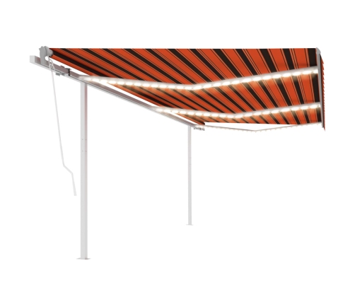 Toldo automático LED sensor de viento naranja y marrón 6x3 m