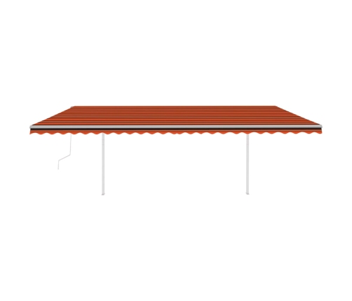 Toldo automático LED sensor de viento naranja y marrón 6x3 m