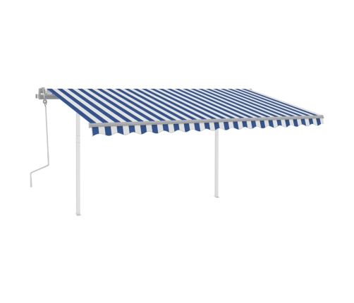 Toldo manual retráctil con LED azul y blanco 4x3,5 m