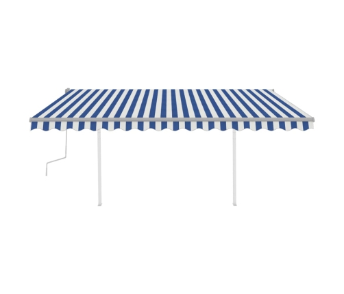Toldo manual retráctil con LED azul y blanco 4x3,5 m