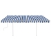 Toldo manual retráctil con LED azul y blanco 4x3,5 m