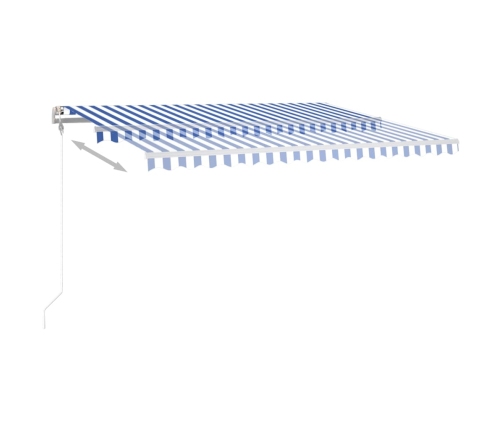 Toldo manual retráctil con LED azul y blanco 4x3,5 m