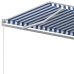 Toldo retráctil automático con postes azul y blanco 4x3,5 m