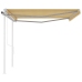 Toldo retráctil automático con postes amarillo y blanco 4x3,5 m