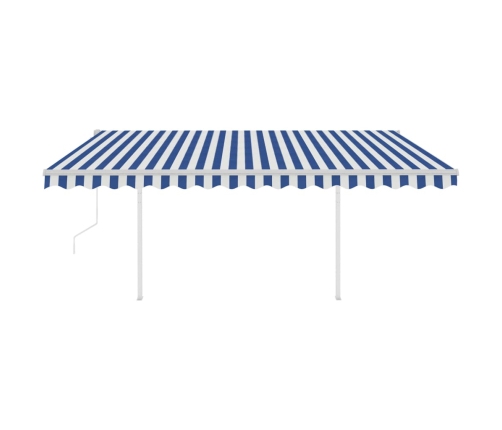 Toldo automático LED sensor de viento azul y blanco 4x3,5 m