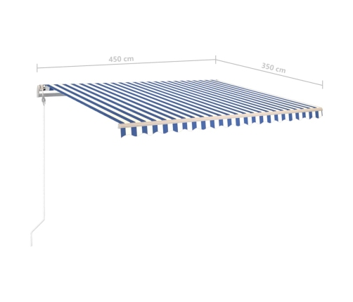 Toldo manual retráctil con LED azul y blanco 4,5x3,5 m