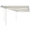 Toldo manual retráctil con LED crema 4,5x3,5 m