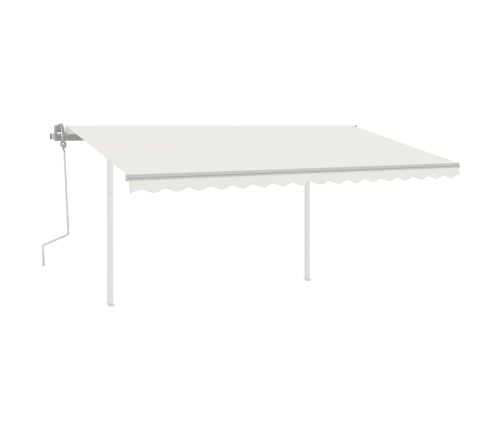 Toldo manual retráctil con LED crema 4,5x3,5 m