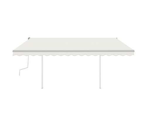 Toldo manual retráctil con LED crema 4,5x3,5 m