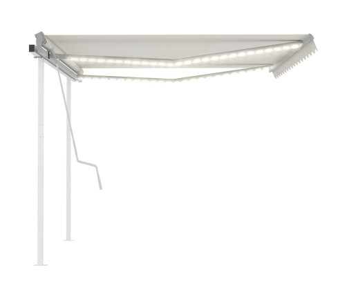 Toldo manual retráctil con LED crema 4,5x3,5 m