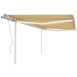 Toldo manual retráctil con LED amarillo y blanco 4,5x3,5 m