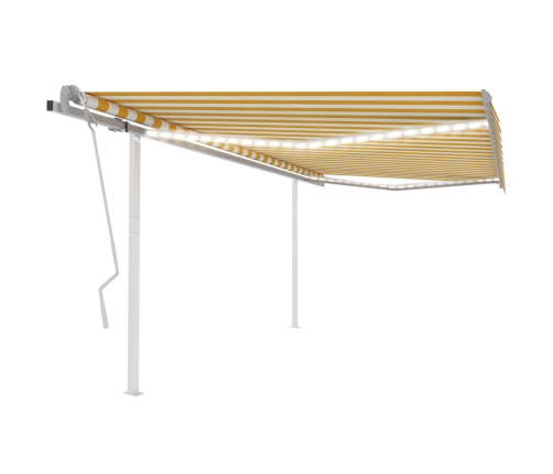 Toldo manual retráctil con LED amarillo y blanco 4,5x3,5 m