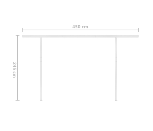 Toldo manual retráctil con LED amarillo y blanco 4,5x3,5 m