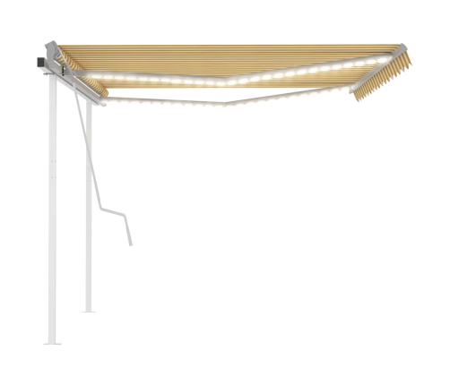 Toldo manual retráctil con LED amarillo y blanco 4,5x3,5 m