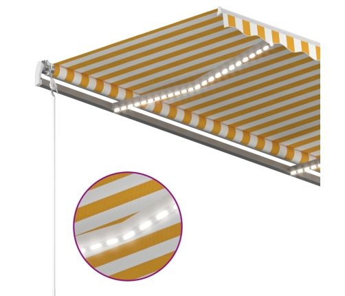 Toldo manual retráctil con LED amarillo y blanco 4,5x3,5 m