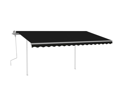 Toldo manual retráctil con LED gris antracita 4x3,5 m