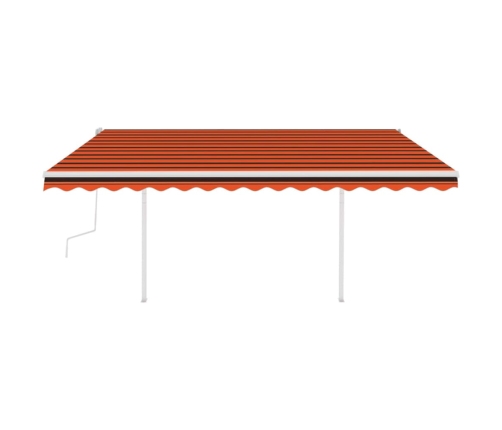 Toldo retráctil manual con luz LED naranja y marrón 4,5x3,5 m