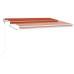 Toldo retráctil manual con luz LED naranja y marrón 4,5x3,5 m