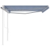 Toldo manual retráctil con postes azul y blanco 4,5x3,5 m