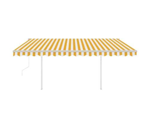 Toldo automático LED sensor de viento amarillo blanco 4,5x3,5 m