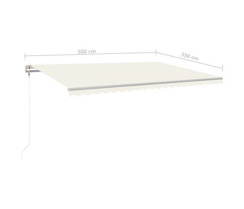 Toldo manual retráctil con luz LED crema 5x3,5 m