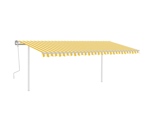 Toldo manual retráctil con luz LED amarillo y blanco 5x3,5 m