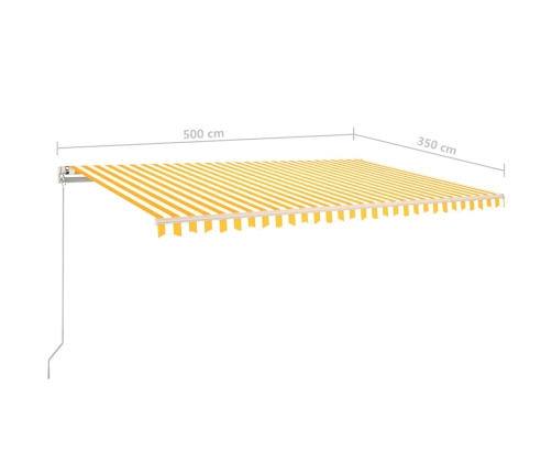 Toldo manual retráctil con luz LED amarillo y blanco 5x3,5 m