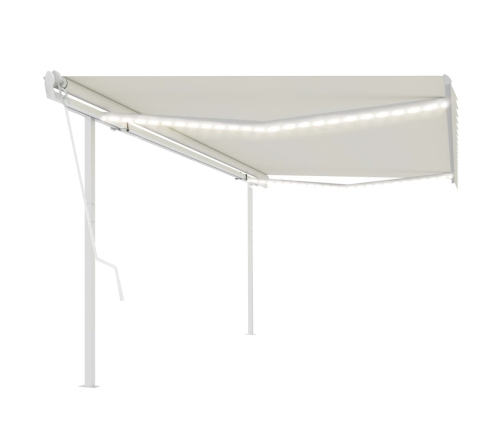 Toldo automático con LED y sensor de viento crema 5x3,5 m