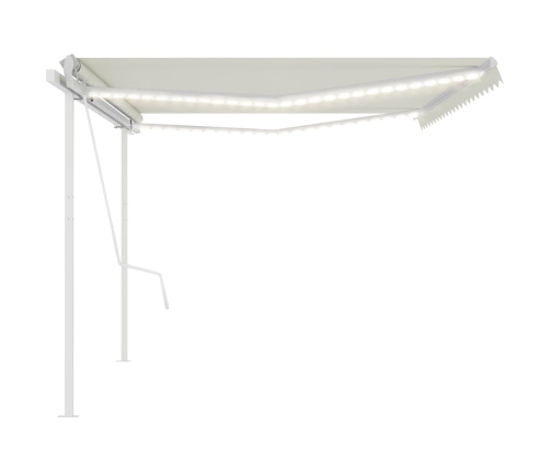 Toldo automático con LED y sensor de viento crema 5x3,5 m