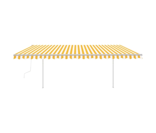 Toldo automático LED sensor de viento amarillo y blanco 5x3,5 m