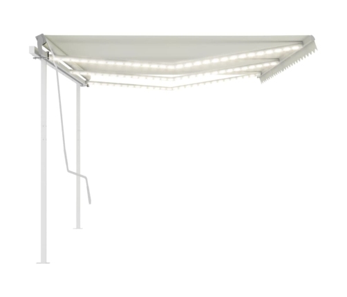 Toldo retráctil manual con LED crema 6x3,5 m