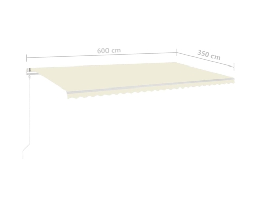 Toldo retráctil manual con LED crema 6x3,5 m