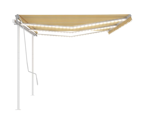 Toldo manual retráctil con LED amarillo y blanco 6x3,5 m