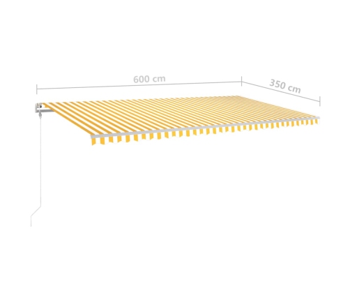 Toldo manual retráctil con LED amarillo y blanco 6x3,5 m