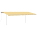 Toldo retráctil automático con postes amarillo y blanco 6x3,5 m